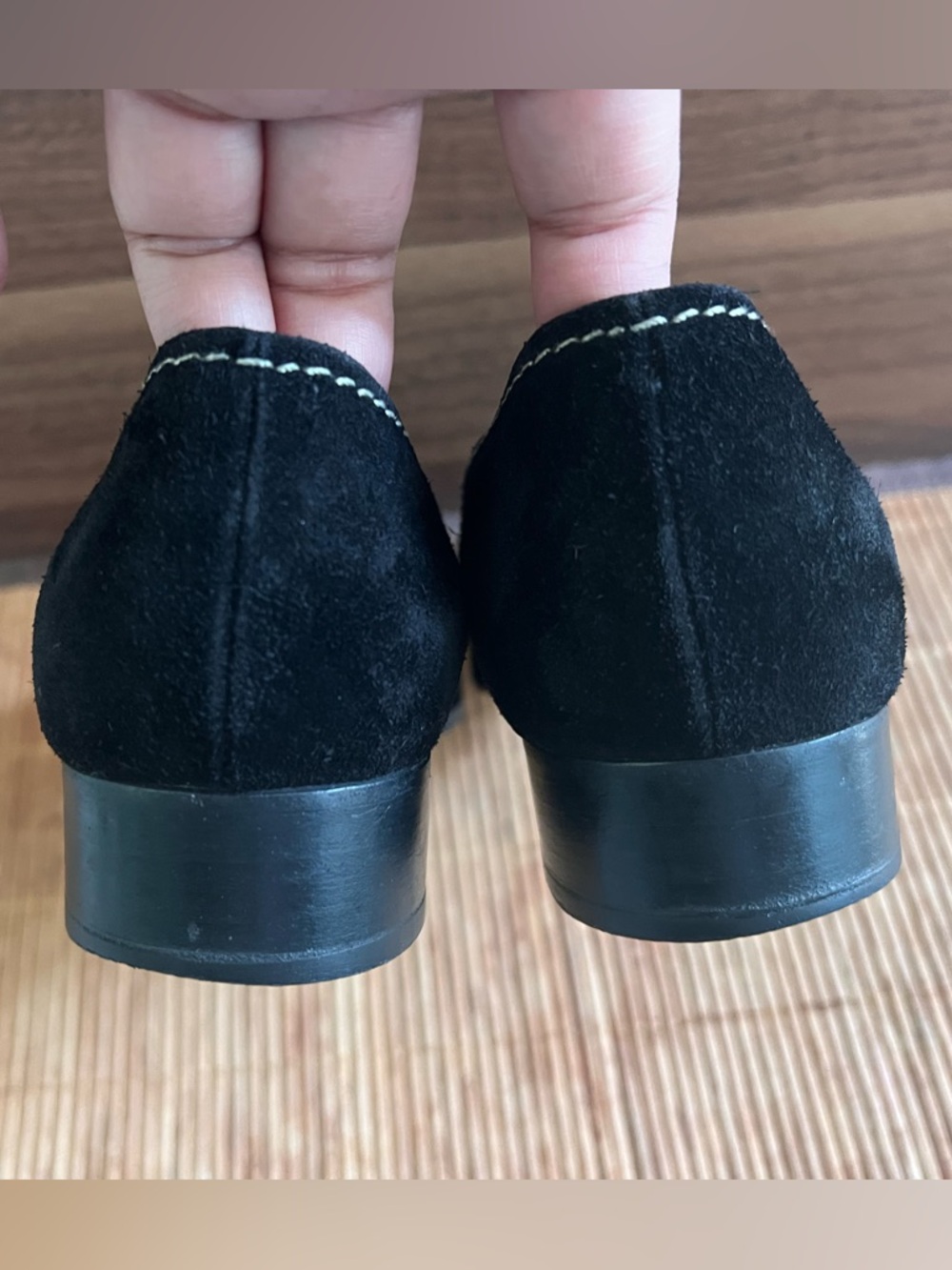 Prada Black Suede Loafers With Silver Tone Buckle Contrast Stitching Sz 36 Italy - Picture 11 of 16